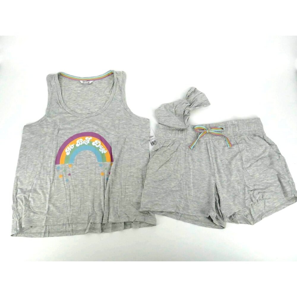Wildfox 3Pc Gray Lounge Set Tank Shorts Headband Large NWT $136